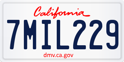 CA license plate 7MIL229