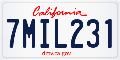 CA license plate 7MIL231