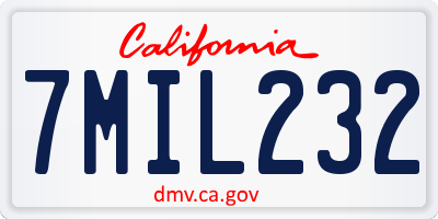 CA license plate 7MIL232