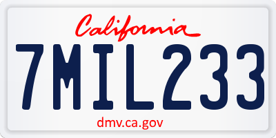 CA license plate 7MIL233