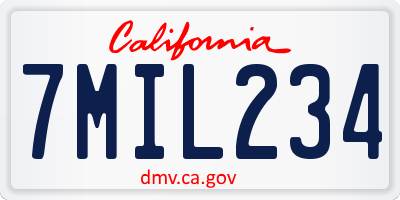 CA license plate 7MIL234