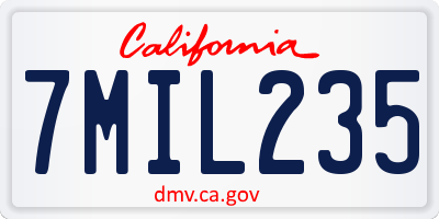 CA license plate 7MIL235