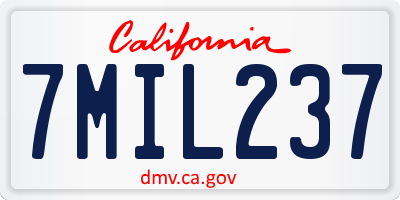 CA license plate 7MIL237