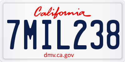 CA license plate 7MIL238