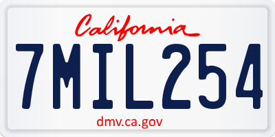 CA license plate 7MIL254