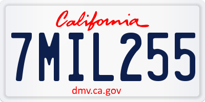 CA license plate 7MIL255