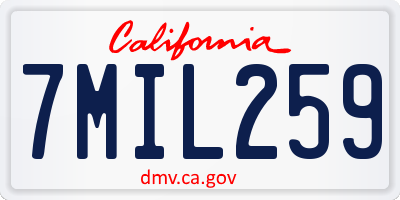 CA license plate 7MIL259