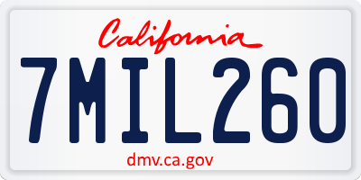 CA license plate 7MIL260