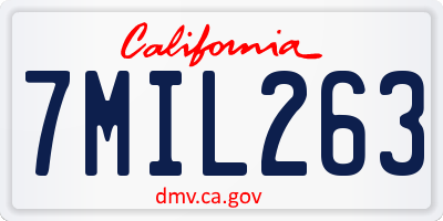 CA license plate 7MIL263