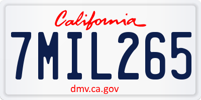 CA license plate 7MIL265