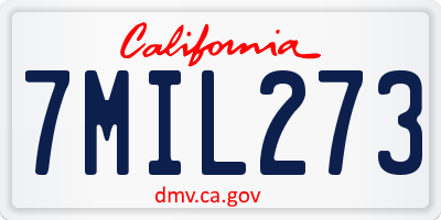 CA license plate 7MIL273