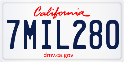 CA license plate 7MIL280