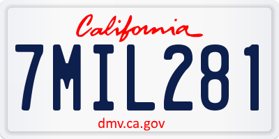 CA license plate 7MIL281