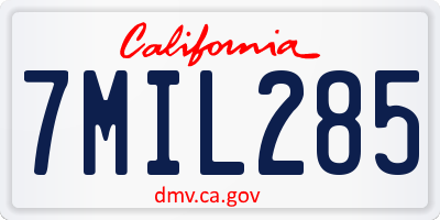 CA license plate 7MIL285
