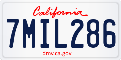 CA license plate 7MIL286