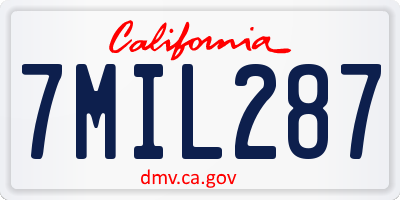 CA license plate 7MIL287