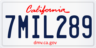 CA license plate 7MIL289