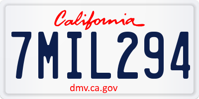 CA license plate 7MIL294