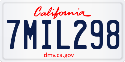 CA license plate 7MIL298