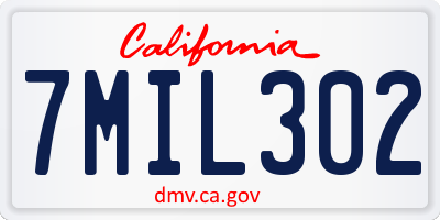 CA license plate 7MIL302