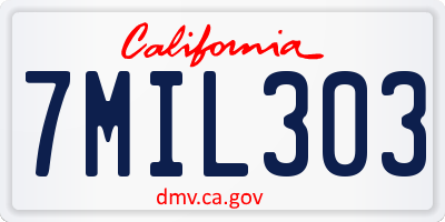 CA license plate 7MIL303