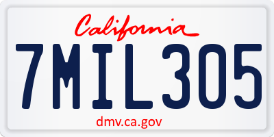 CA license plate 7MIL305
