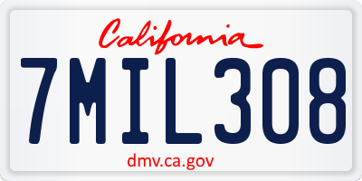 CA license plate 7MIL308
