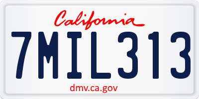 CA license plate 7MIL313