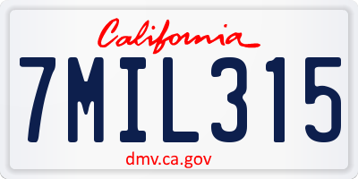 CA license plate 7MIL315