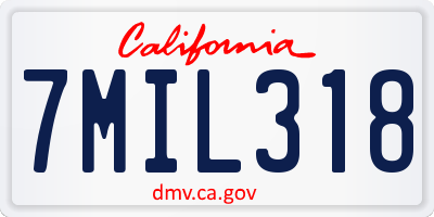 CA license plate 7MIL318