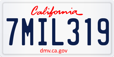 CA license plate 7MIL319