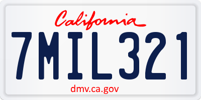 CA license plate 7MIL321
