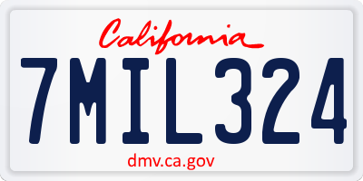 CA license plate 7MIL324