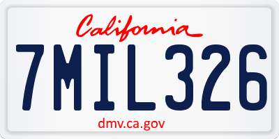 CA license plate 7MIL326