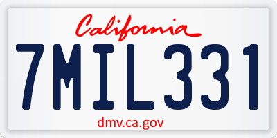 CA license plate 7MIL331