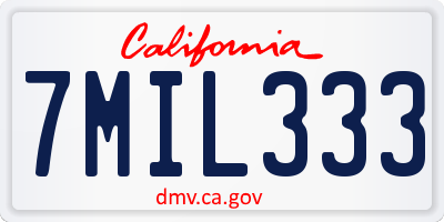 CA license plate 7MIL333