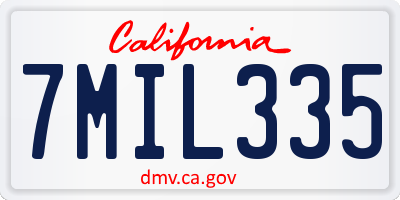 CA license plate 7MIL335