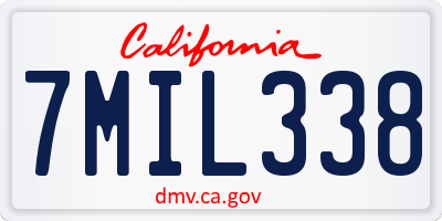 CA license plate 7MIL338