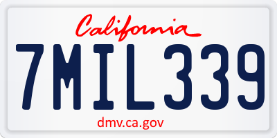 CA license plate 7MIL339