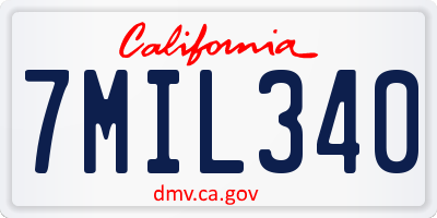 CA license plate 7MIL340