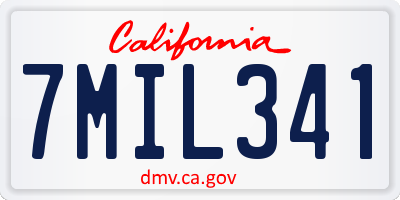 CA license plate 7MIL341