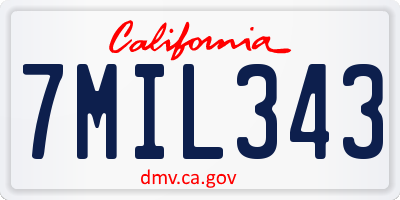 CA license plate 7MIL343