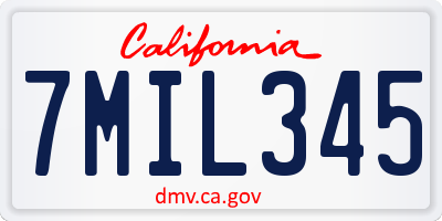 CA license plate 7MIL345