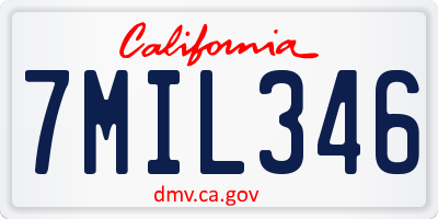CA license plate 7MIL346
