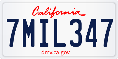 CA license plate 7MIL347