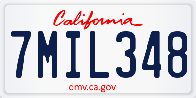 CA license plate 7MIL348