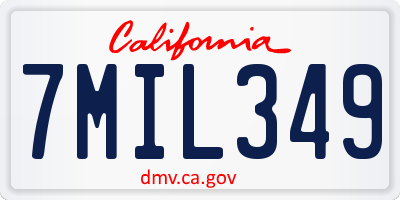 CA license plate 7MIL349