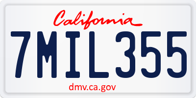 CA license plate 7MIL355