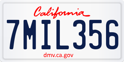 CA license plate 7MIL356