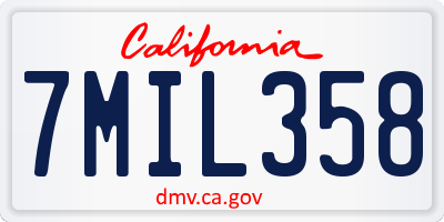 CA license plate 7MIL358
